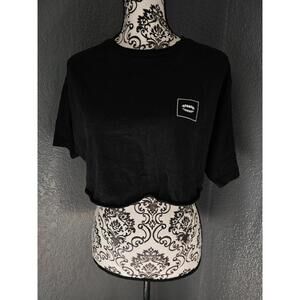 Women's Chomp Crop Top Blouse Short Sleeves Black Size Large Skeleton Dead Sexy